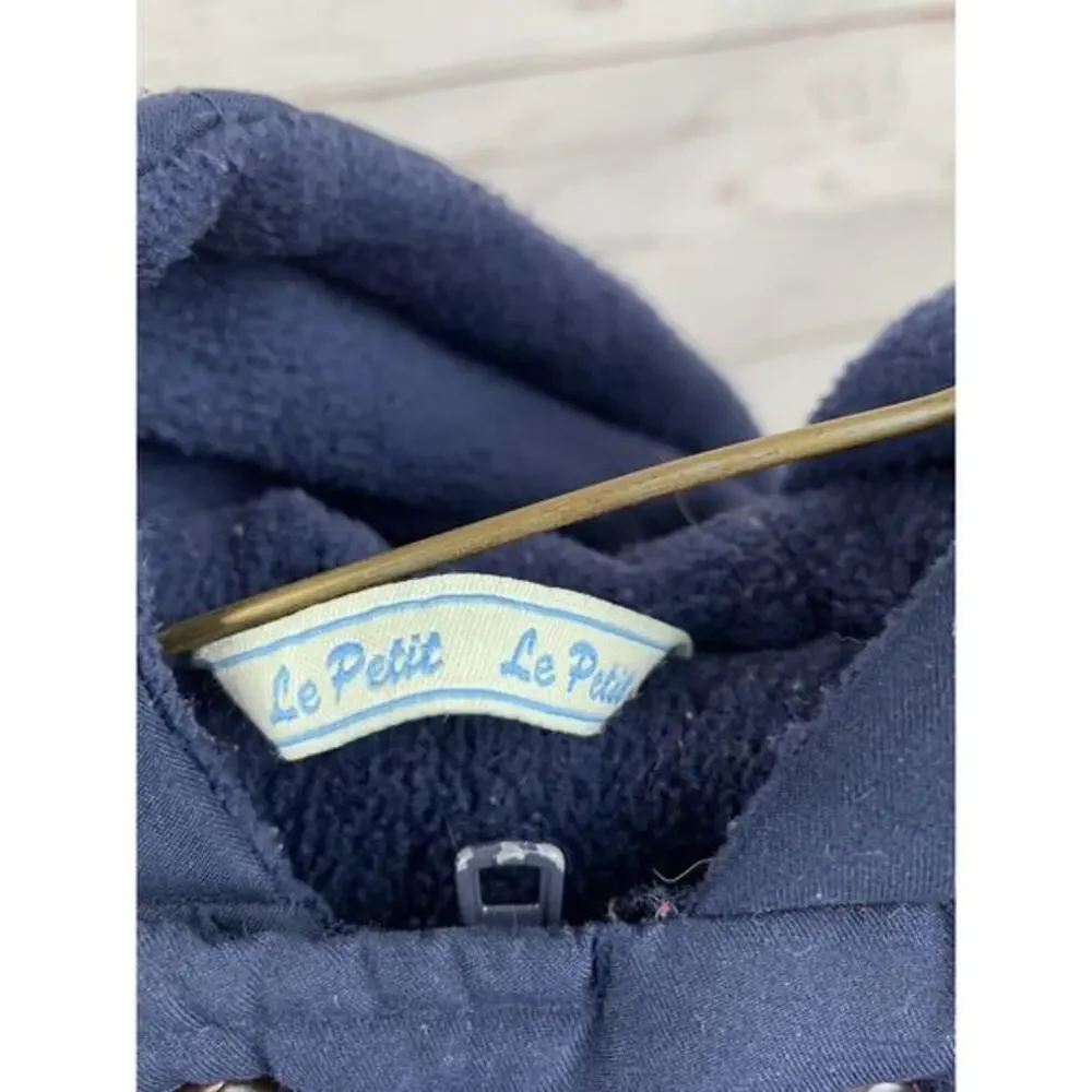Le Petit Rothschild Boys Coat 48M Navy with dog patches hooded‎